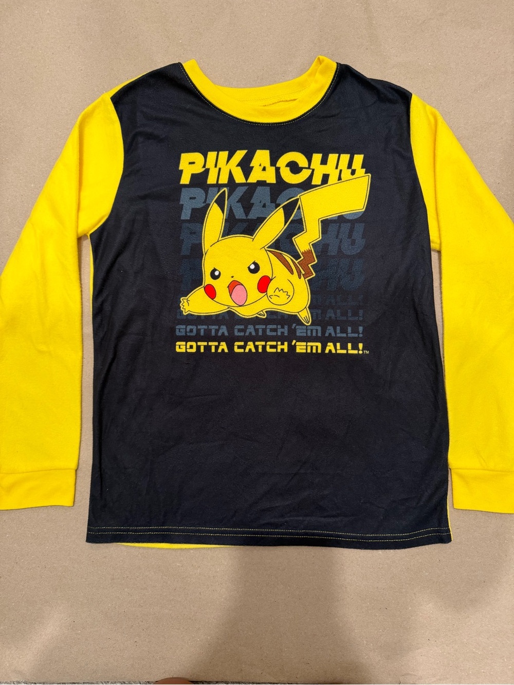 Pikachu Black & Yellow Long-Sleeve Kids Top